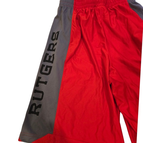 Under Armour Rutgers‎ Basketball Shorts Men's Size S/P Red Gray Heat Gear - Picture 2 of 10